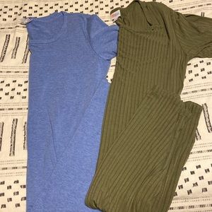 Excellent, like new two LuLaRoe Julia dresses size large green and blue